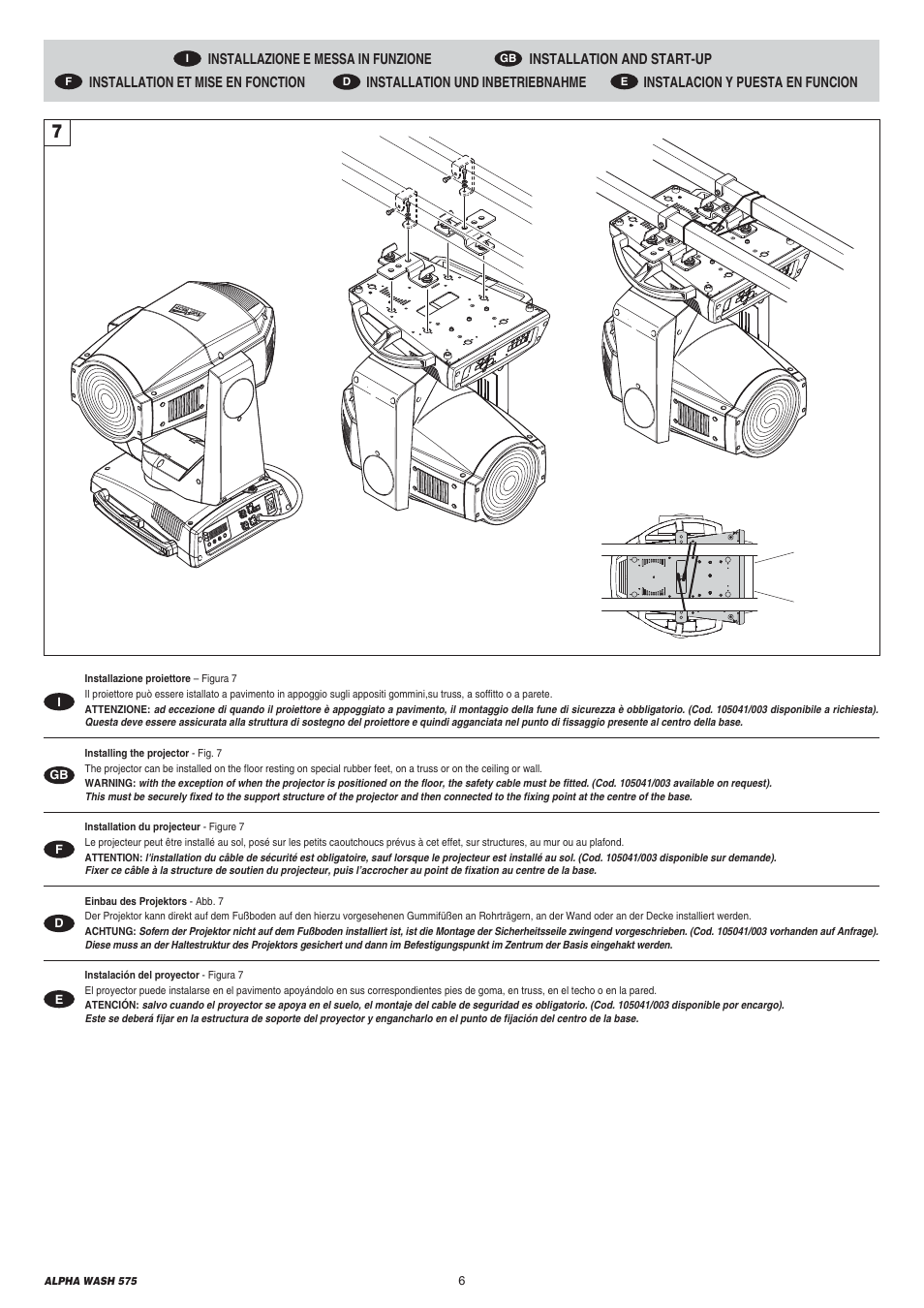 Clay Paky ALPHA WASH 575 (C61070) User Manual | Page 6 / 40