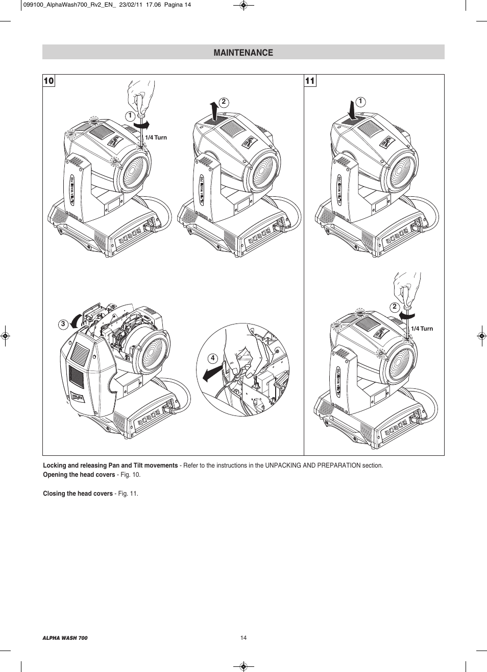 10 11 maintenance | Clay Paky ALPHA WASH 700 (C61350) User Manual | Page 14 / 28