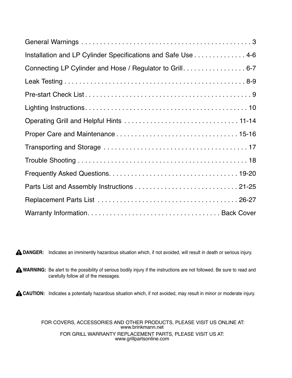 Brinkmann Gourmet 4 User Manual | Page 3 / 56