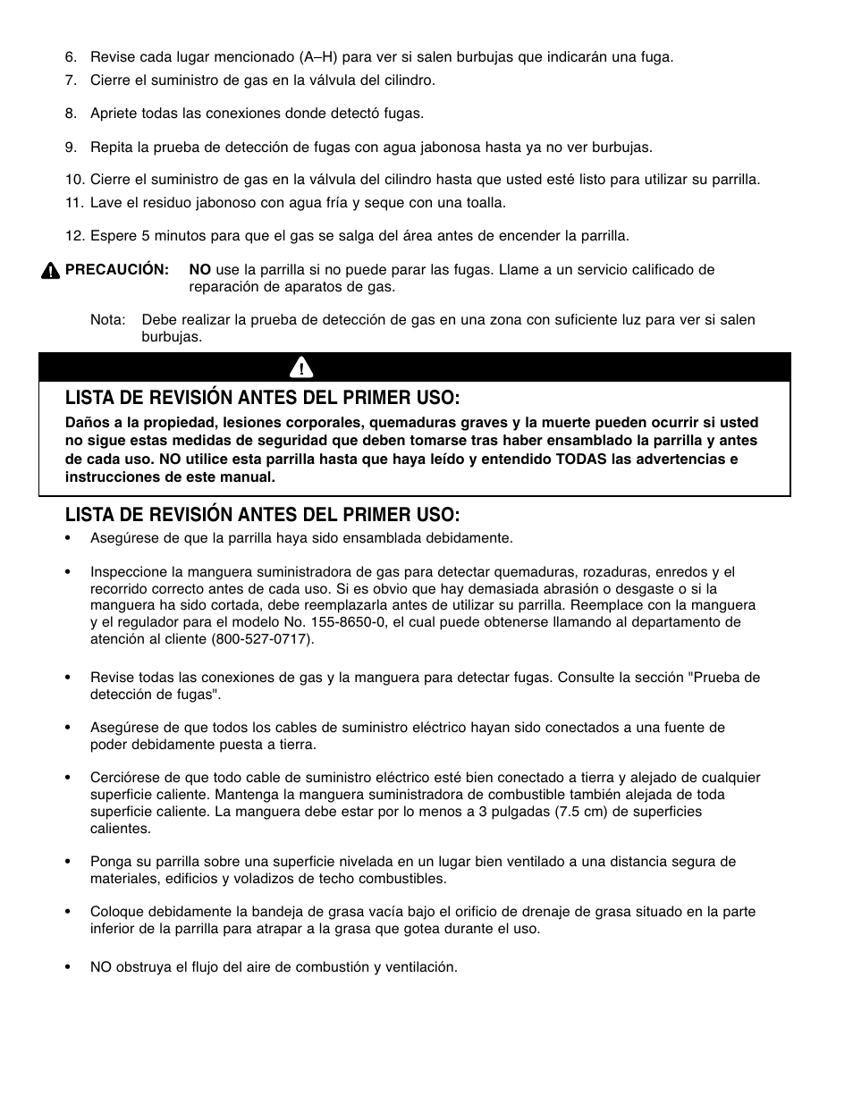 Advertencia, Lista de revisión antes del primer uso | Brinkmann Gourmet 4 User Manual | Page 37 / 56