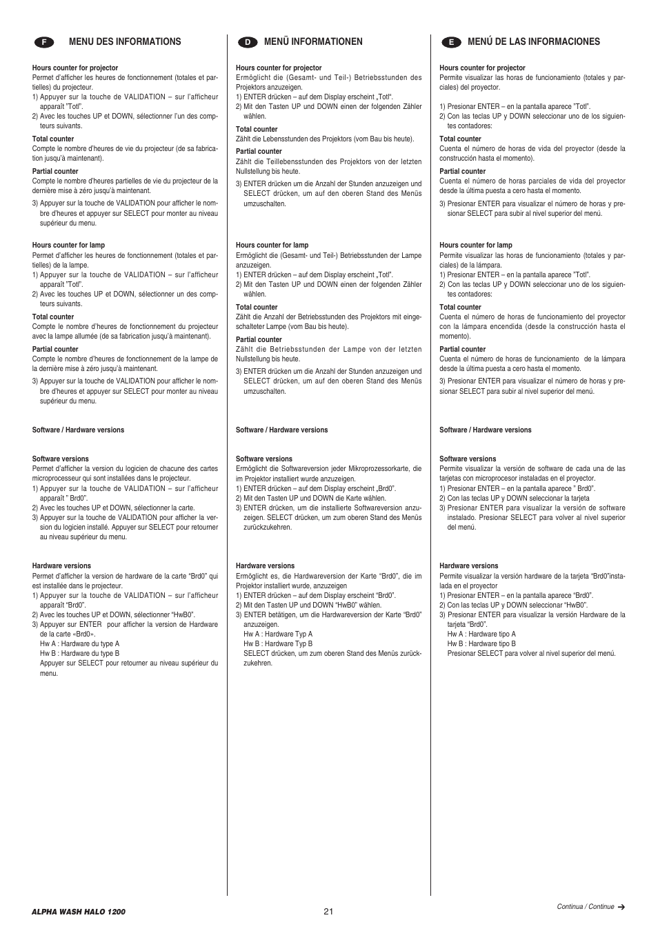Clay Paky ALPHA WASH HALO 1200 (C61078) User Manual | Page 21 / 40