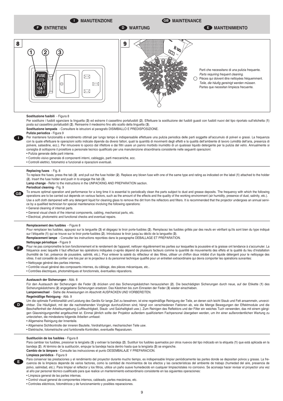 Clay Paky ASTRORAGGI POWER (HSR 400) User Manual | Page 9 / 12