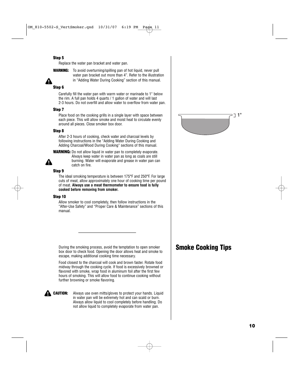 Smoke cooking tips | Brinkmann 810-5502-S User Manual | Page 11 / 28