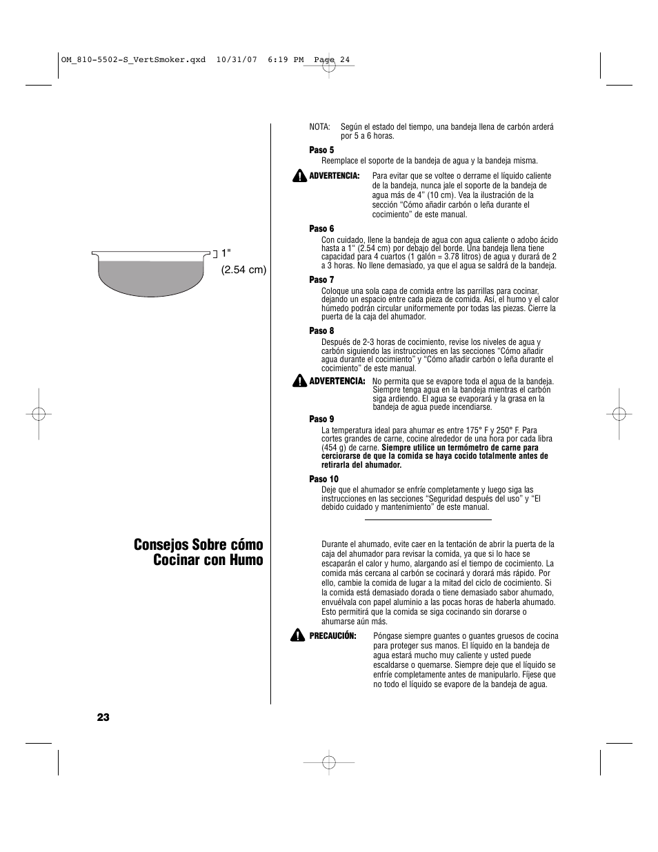 Consejos sobre cómo cocinar con humo | Brinkmann 810-5502-S User Manual | Page 24 / 28