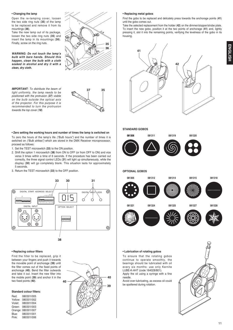 English | Clay Paky ASTROSCAN (HMI 1200) User Manual | Page 5 / 6