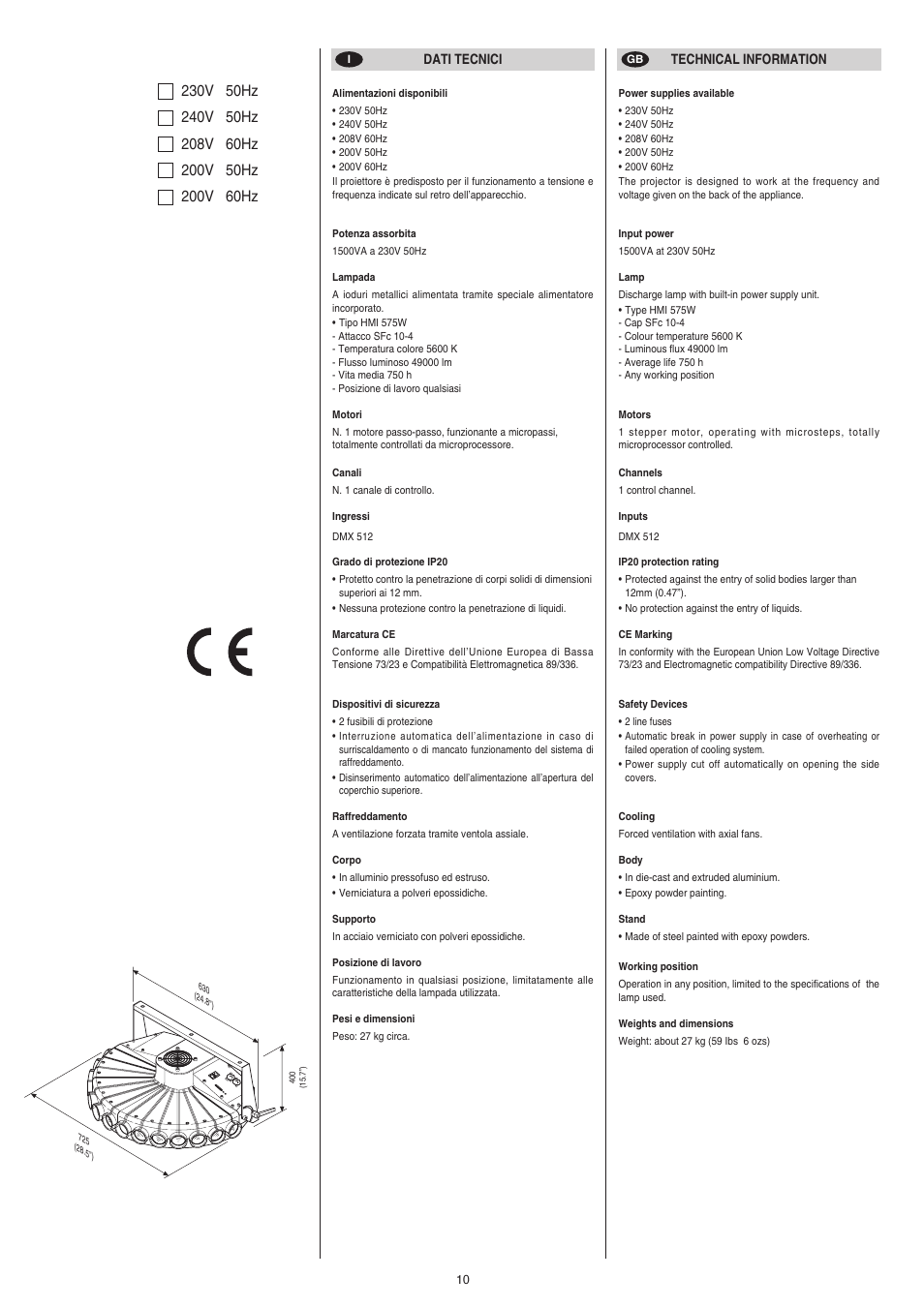 Clay Paky ATLAS (HMI 575W) User Manual | Page 10 / 12