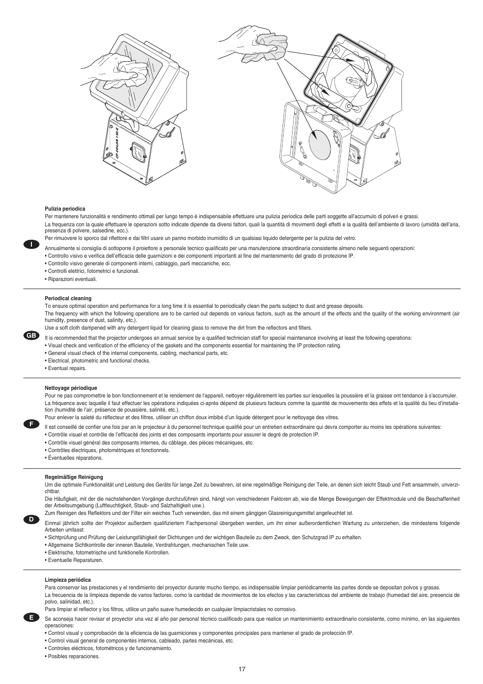 Clay Paky CP COLOR 150-E (CDM 150W) User Manual | Page 17 / 20