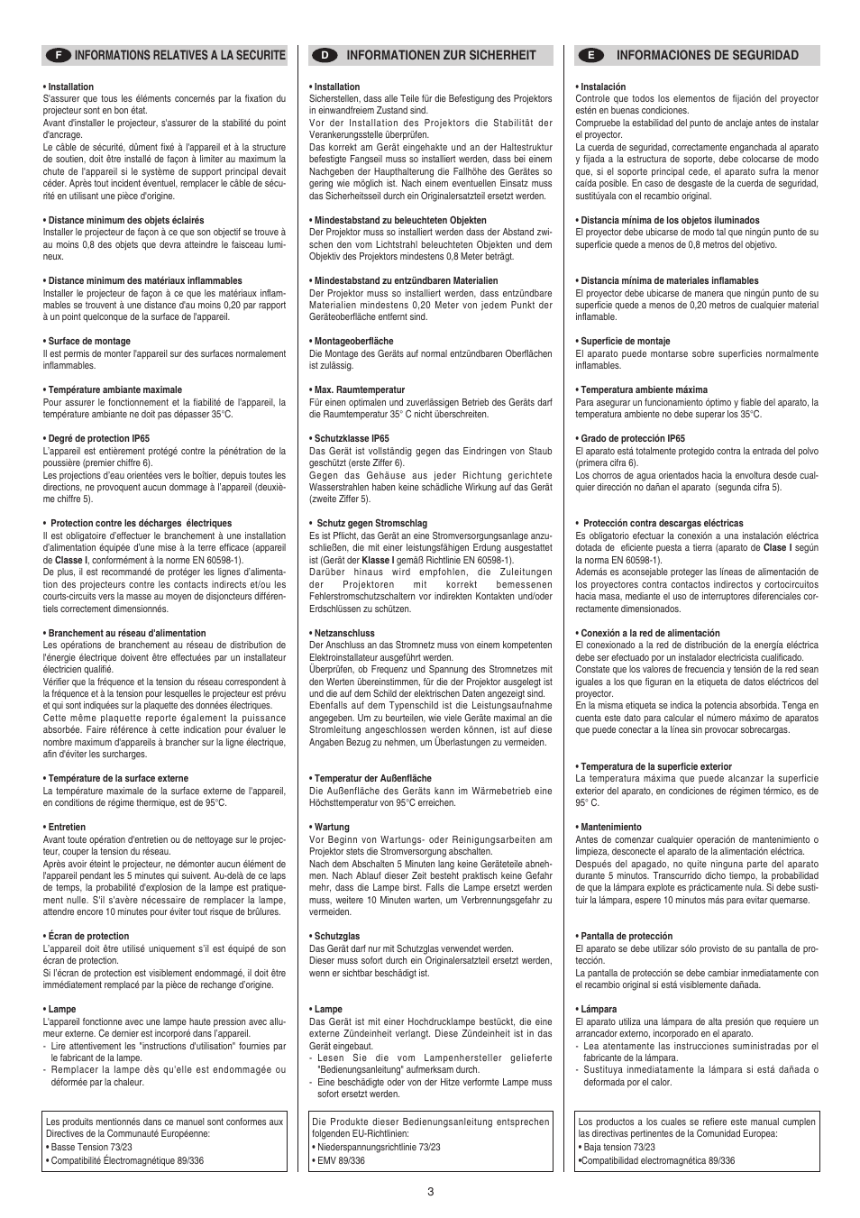 Clay Paky CP COLOR 150-E (CDM 150W) User Manual | Page 3 / 20