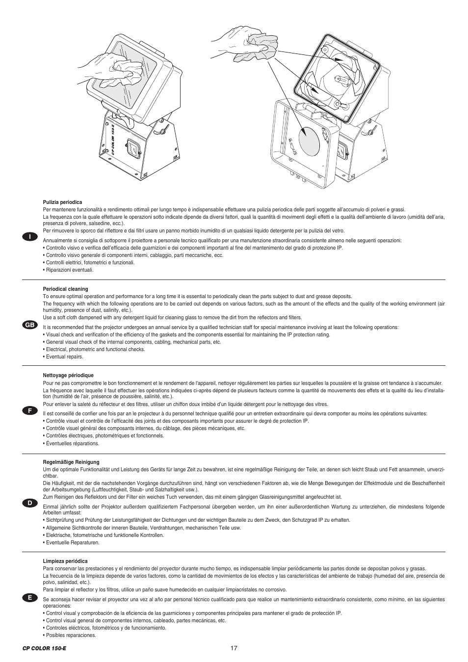 Clay Paky CP COLOR 150-E (CDM 150W) User Manual | Page 17 / 24