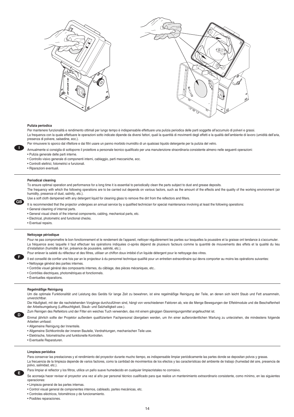 Clay Paky CP COLOR 150 (CDM 150W) User Manual | Page 14 / 17