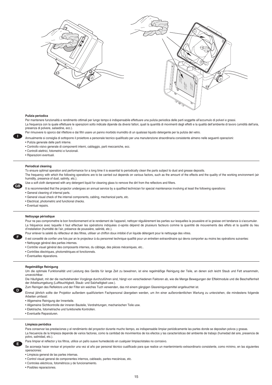 Clay Paky CP COLOR 250 (HSD 250W) User Manual | Page 15 / 18