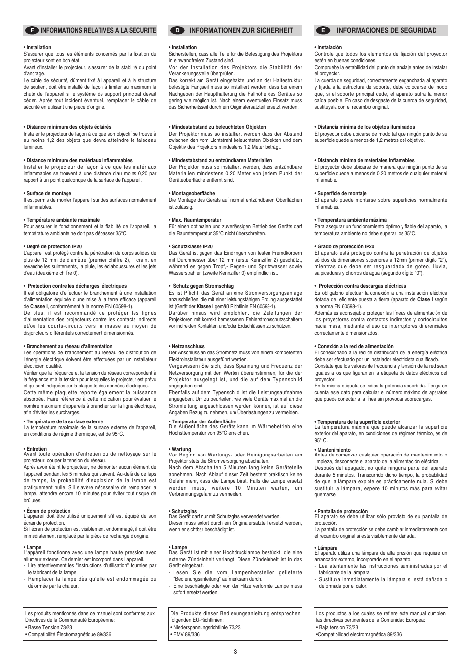 Clay Paky CP COLOR 250 (HSD 250W) User Manual | Page 3 / 18