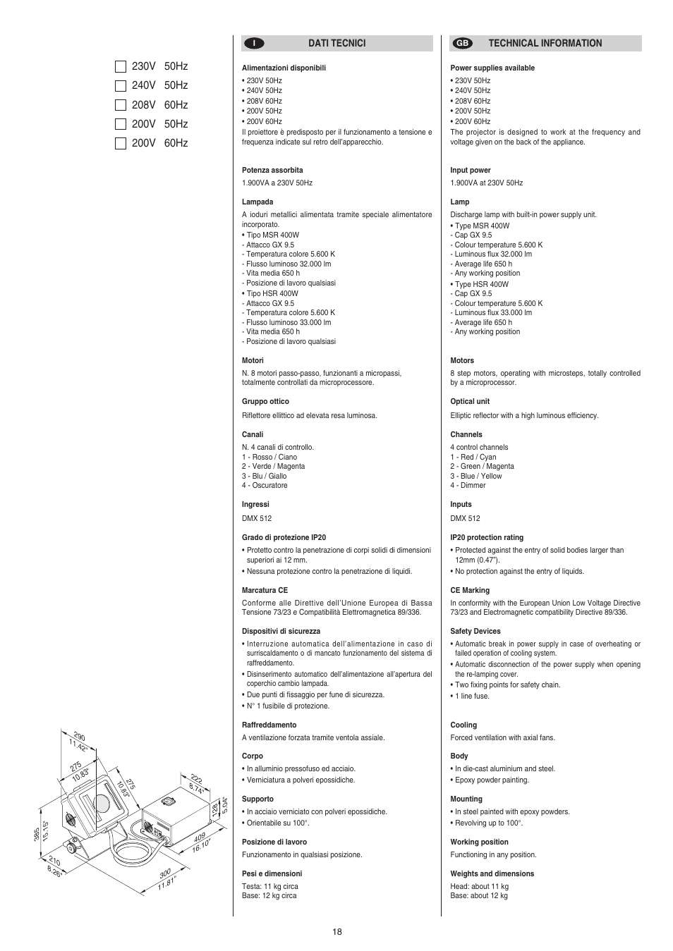 Clay Paky CP COLOR 400 (HSR 400W) User Manual | Page 17 / 18