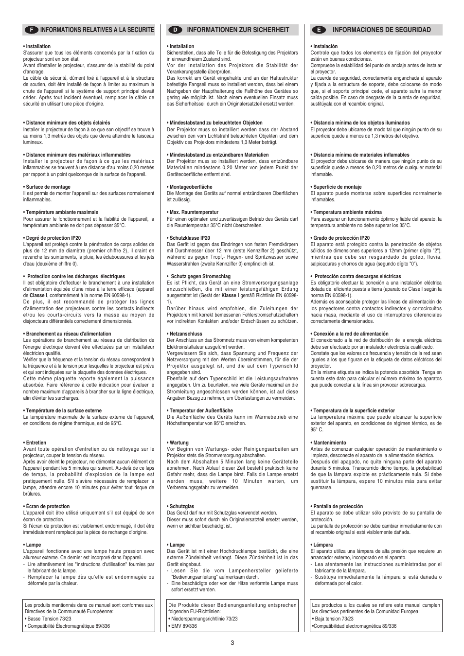 Clay Paky CP COLOR 400 (HSR 400W) User Manual | Page 3 / 18