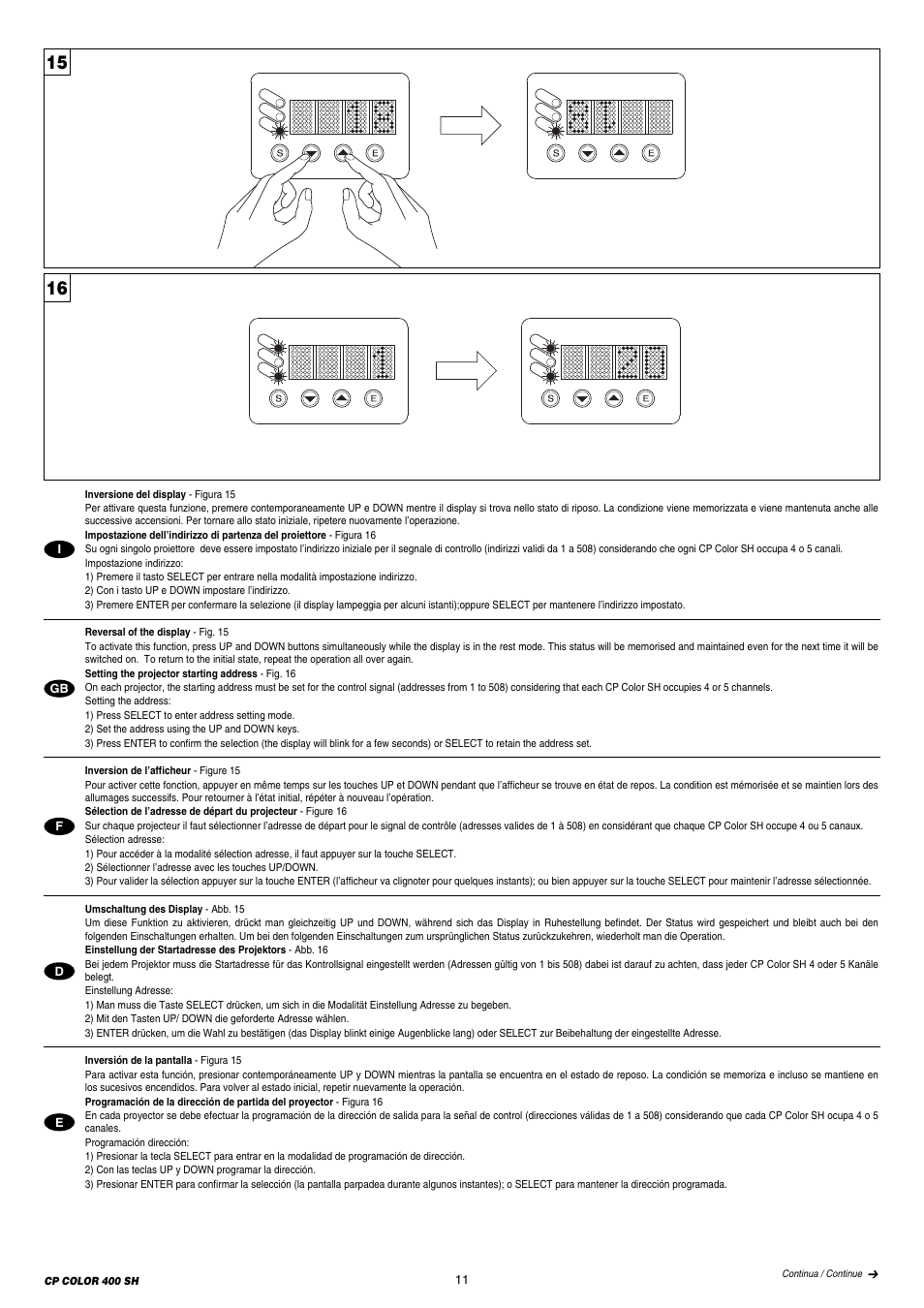 Clay Paky CP COLOR 400 SH (HSR 400W) User Manual | Page 11 / 28