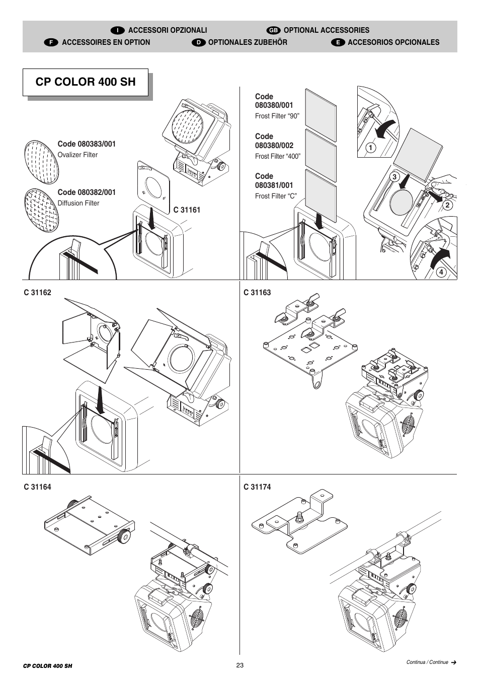 Cp color 400 sh | Clay Paky CP COLOR 400 SH (HSR 400W) User Manual | Page 23 / 28