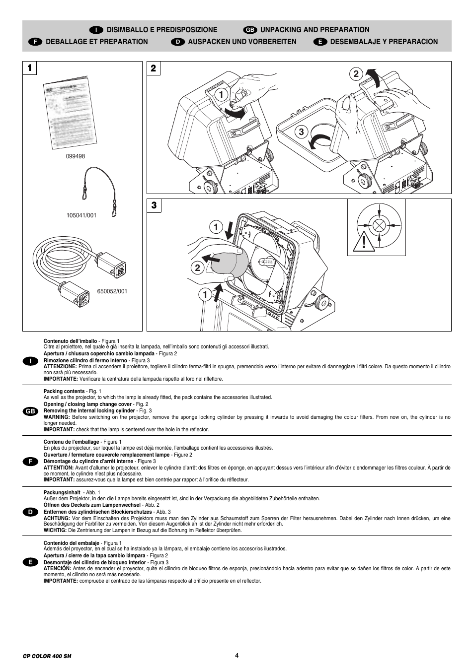 Clay Paky CP COLOR 400 SH (HSR 400W) User Manual | Page 4 / 28