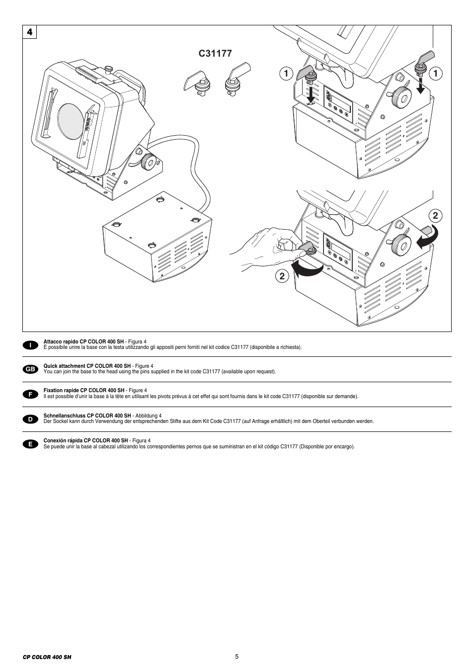 Clay Paky CP COLOR 400 SH (HSR 400W) User Manual | Page 5 / 28