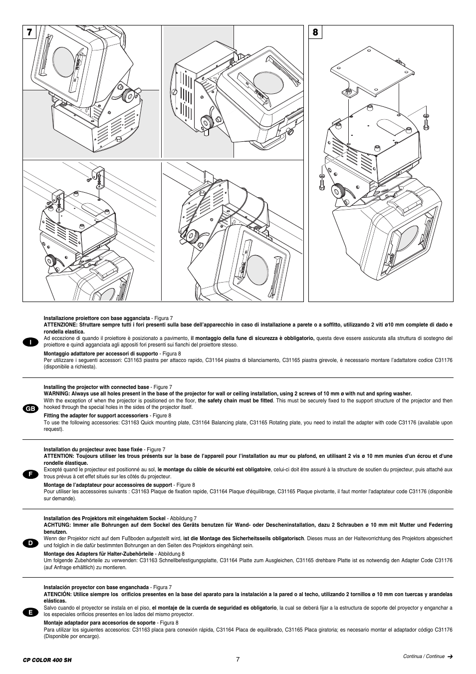 Clay Paky CP COLOR 400 SH (HSR 400W) User Manual | Page 7 / 28