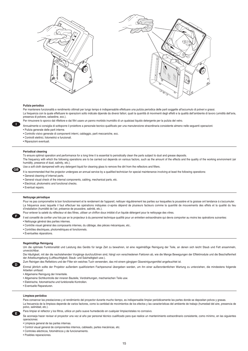 Clay Paky CP COLOR 400 (HSR 400W) User Manual | Page 15 / 19