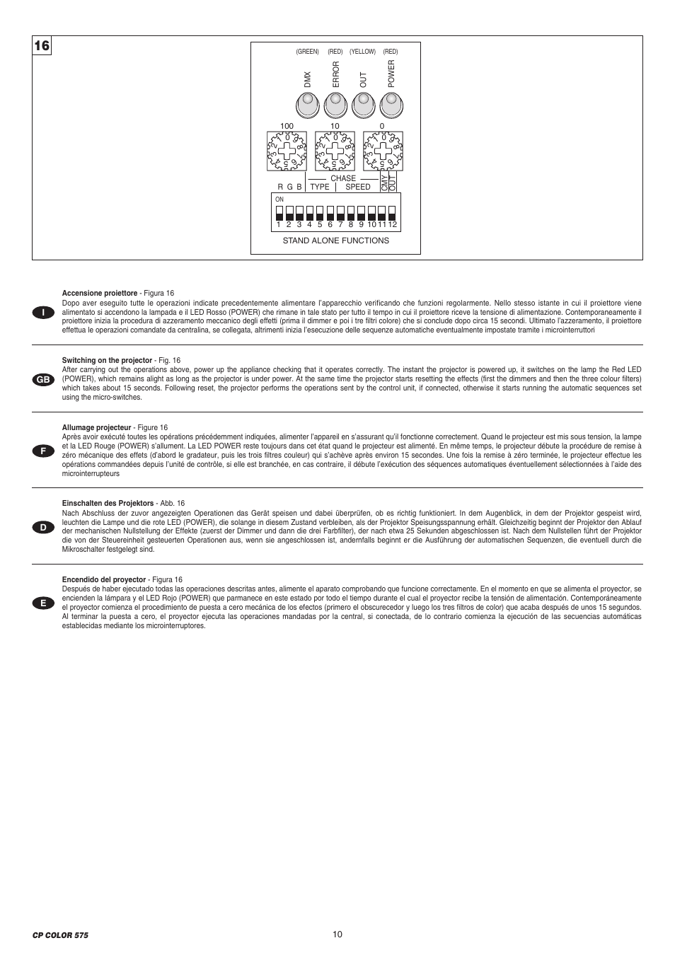 Clay Paky CP COLOR 575 User Manual | Page 10 / 24