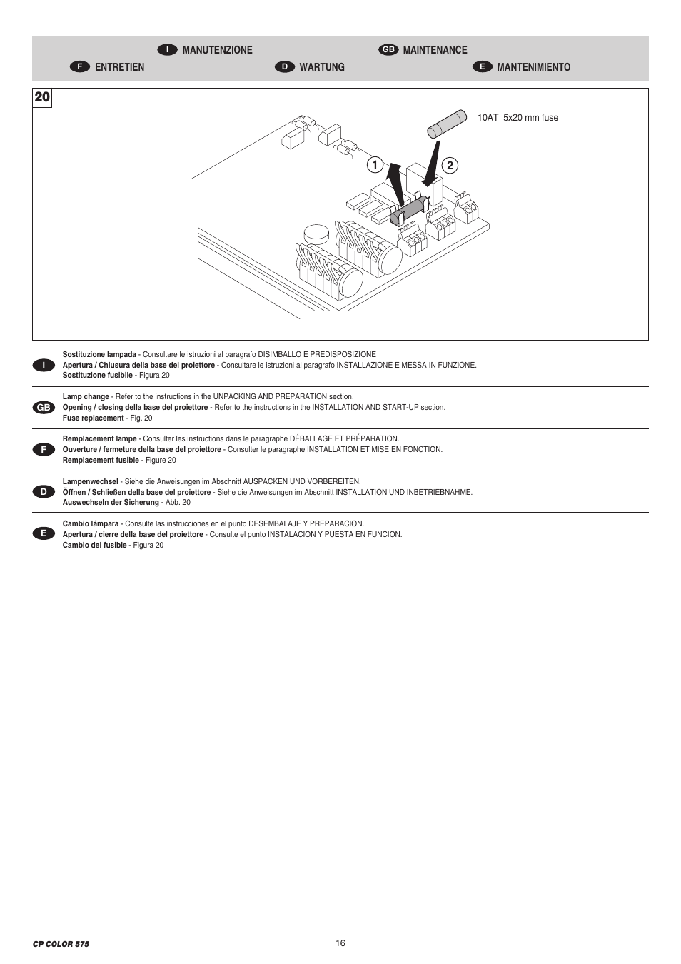 Clay Paky CP COLOR 575 User Manual | Page 16 / 24