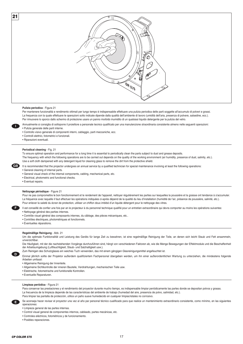 Clay Paky CP COLOR 575 User Manual | Page 17 / 24