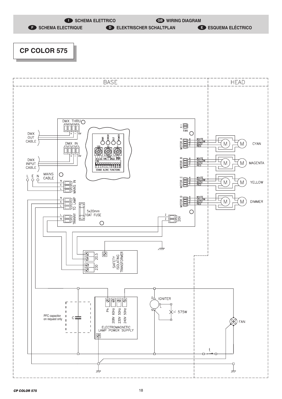 Cp color 575 | Clay Paky CP COLOR 575 User Manual | Page 18 / 24