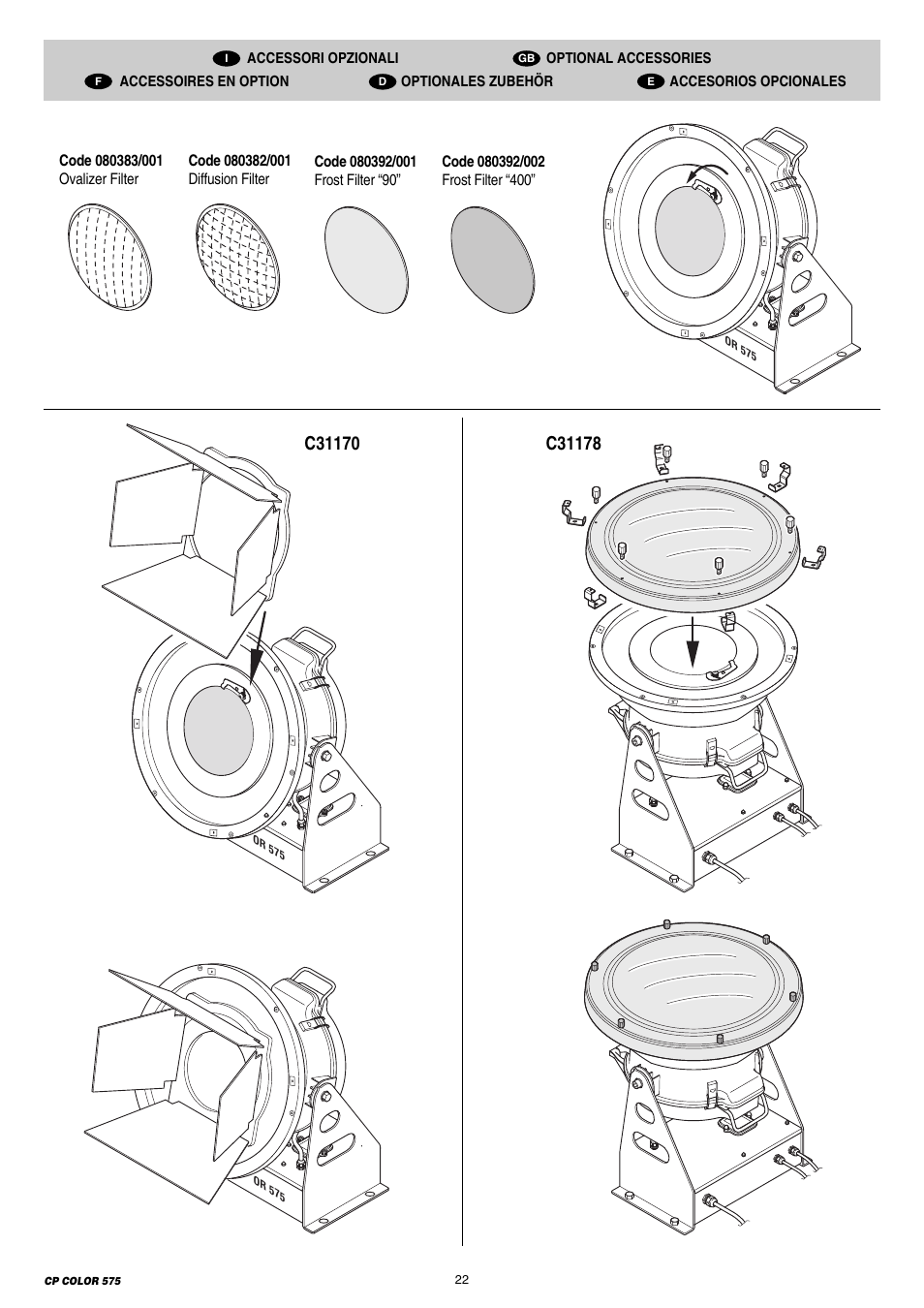 Clay Paky CP COLOR 575 User Manual | Page 22 / 24