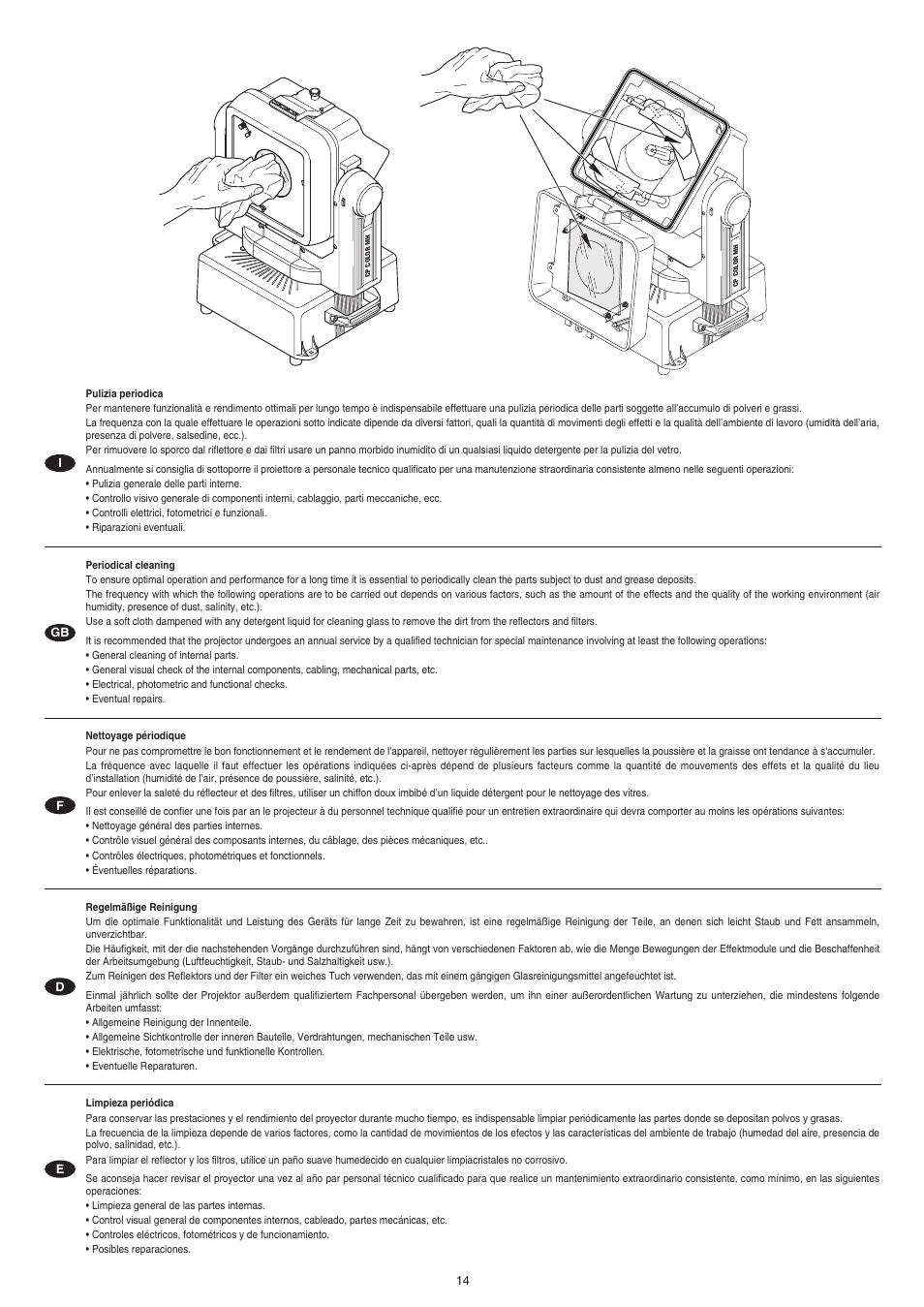 Clay Paky CP COLOR MH (HSR 400W) User Manual | Page 14 / 17
