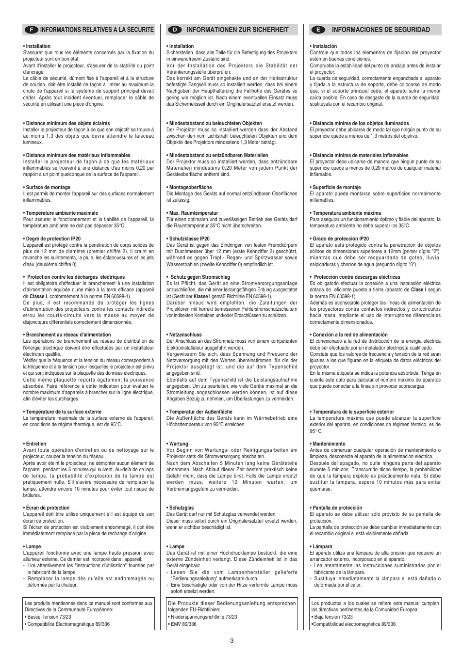 Clay Paky CP COLOR MH (HSR 400W) User Manual | Page 3 / 17