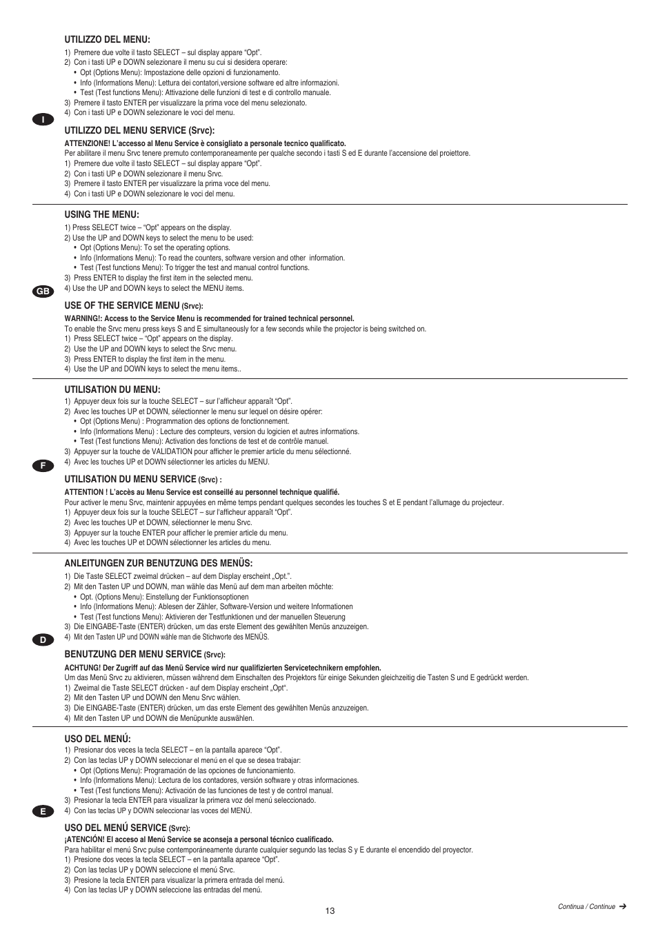 Clay Paky CP COLOR MH AE (HSR 400W) User Manual | Page 13 / 36