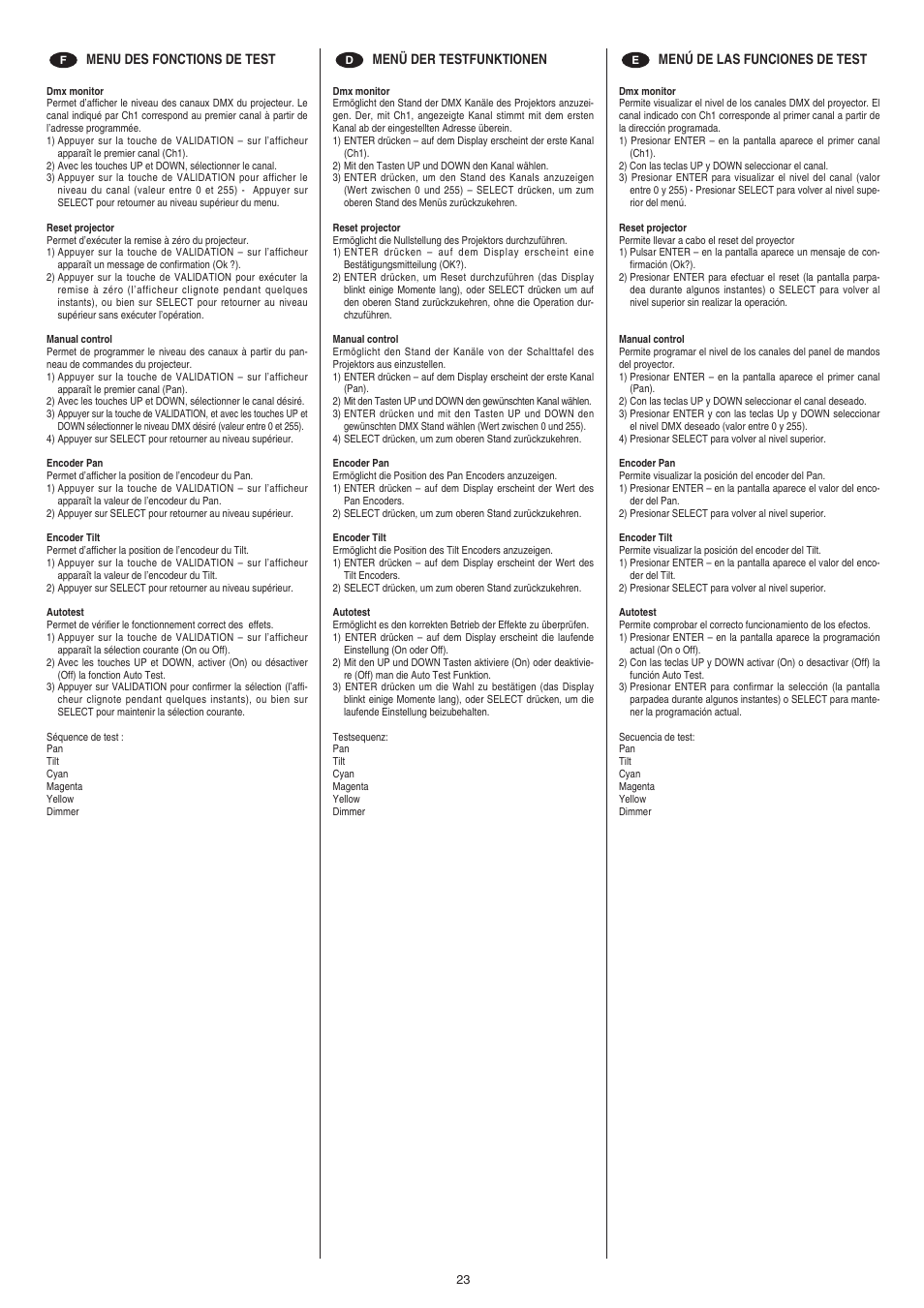 Clay Paky CP COLOR MH AE (HSR 400W) User Manual | Page 23 / 36