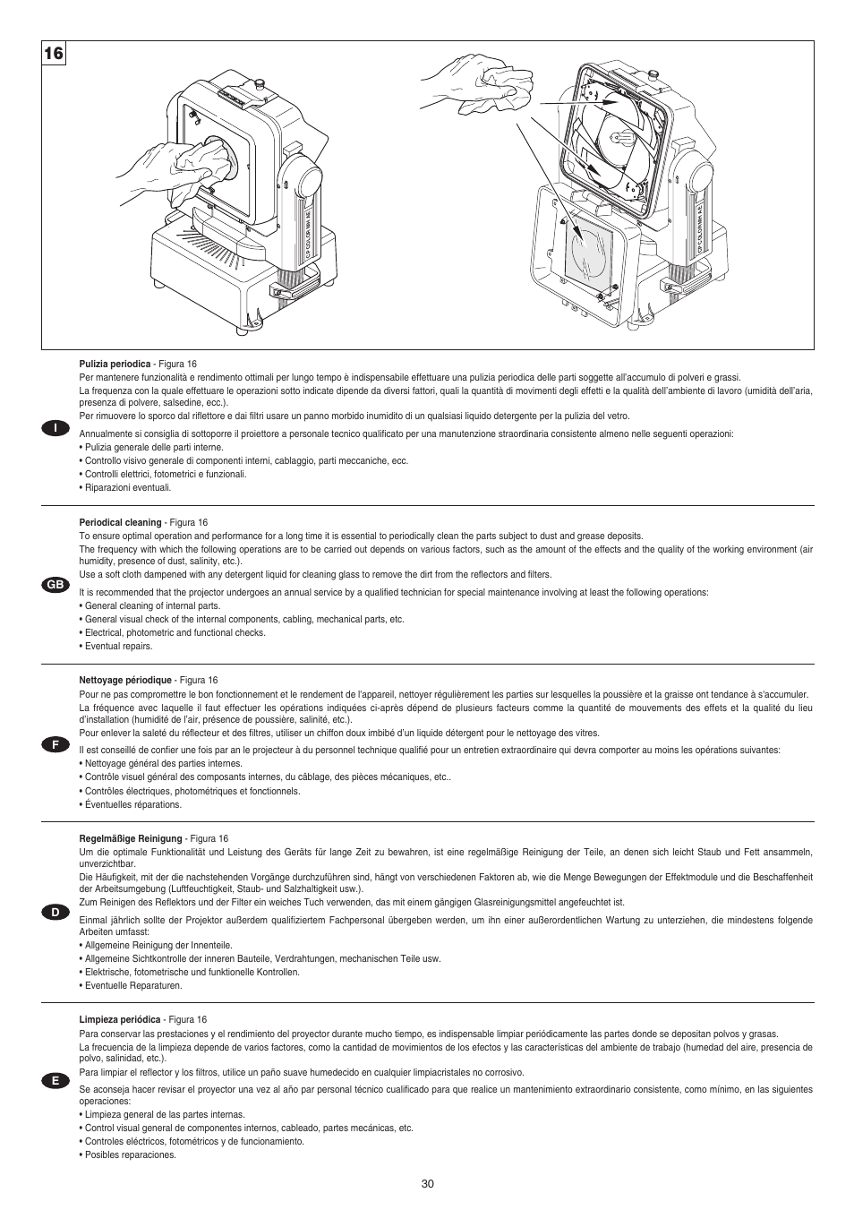 Clay Paky CP COLOR MH AE (HSR 400W) User Manual | Page 30 / 36
