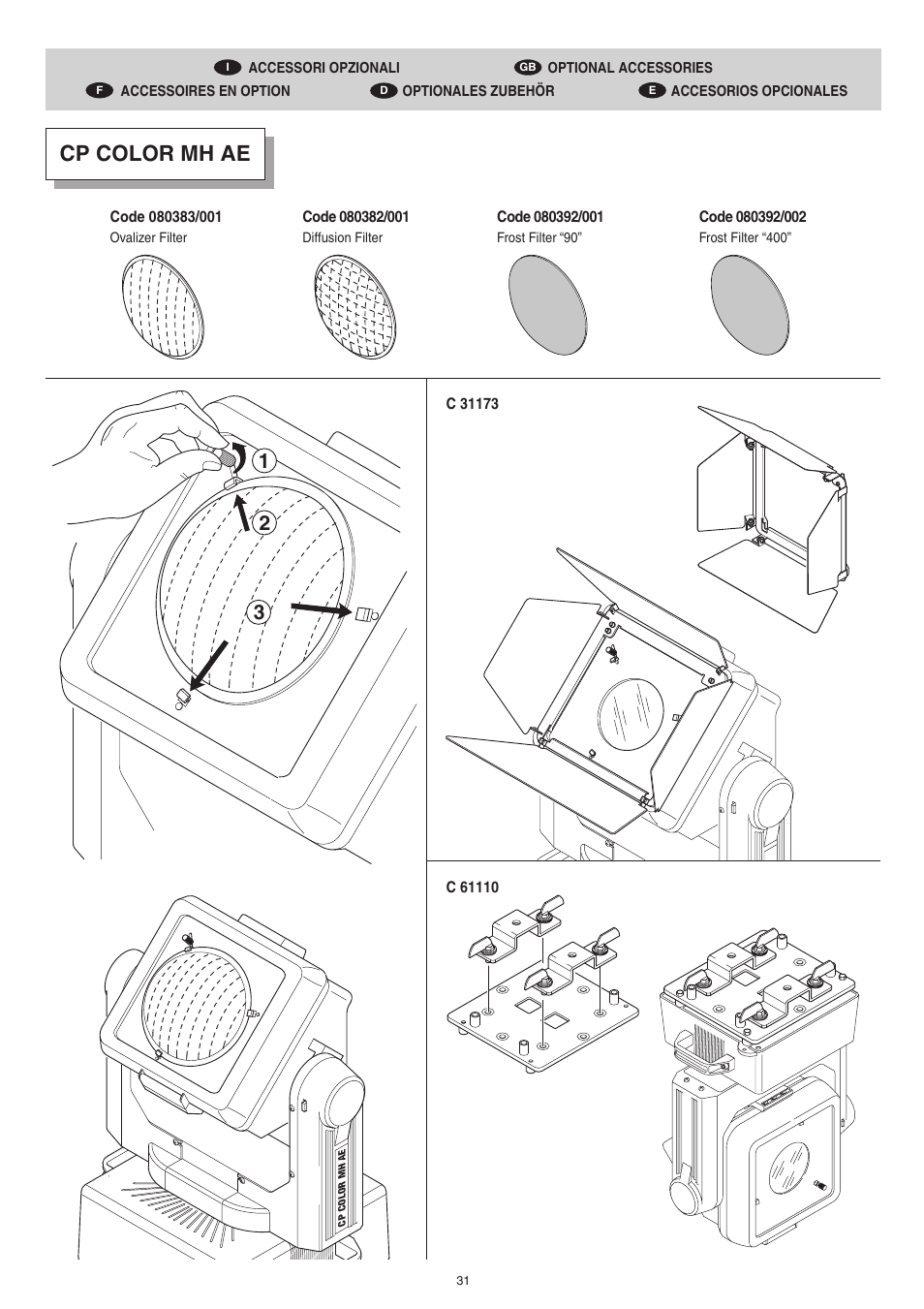 Cp color mh ae | Clay Paky CP COLOR MH AE (HSR 400W) User Manual | Page 31 / 36