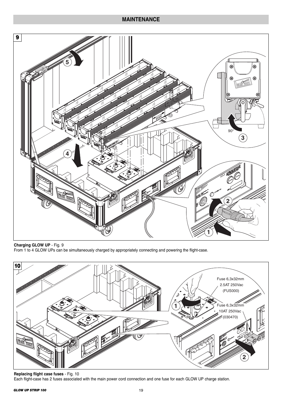 Maintenance | Clay Paky GLOW UP STRIP 100 & FLIGHT CASE (F21250) User Manual | Page 19 / 28