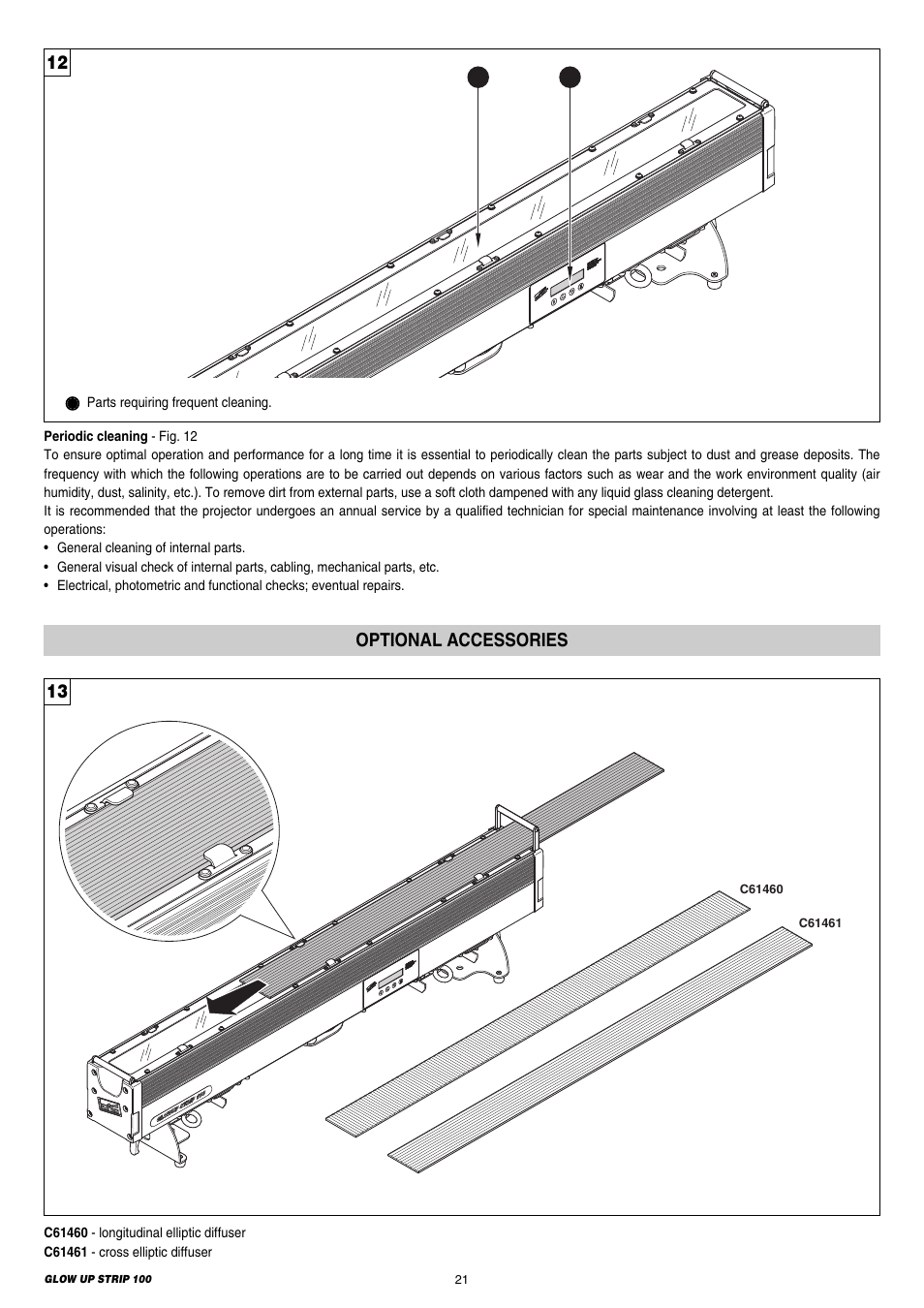 13 optional accessories | Clay Paky GLOW UP STRIP 100 & FLIGHT CASE (F21250) User Manual | Page 21 / 28