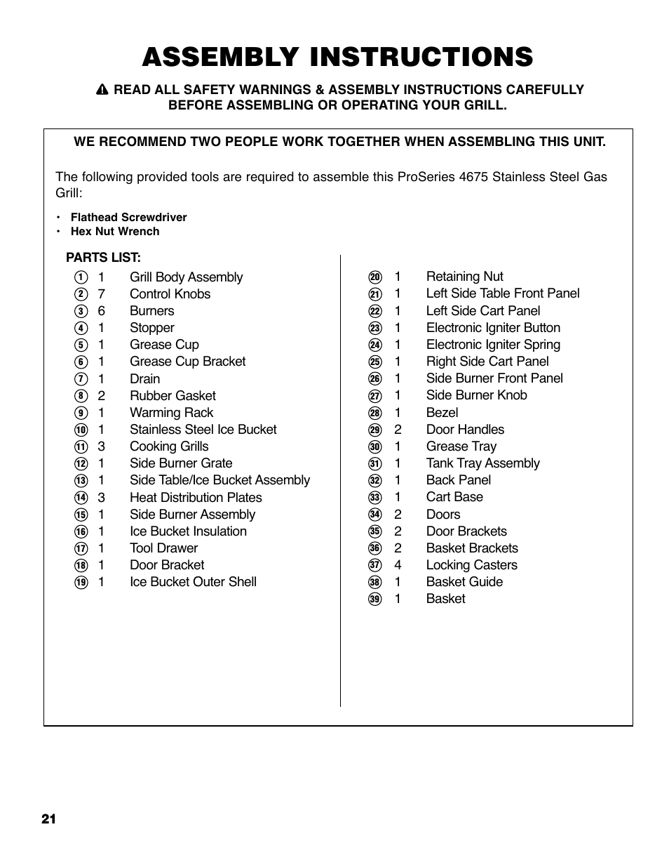 Assembly instructions | Brinkmann ProSeries 4675 User Manual | Page 22 / 36