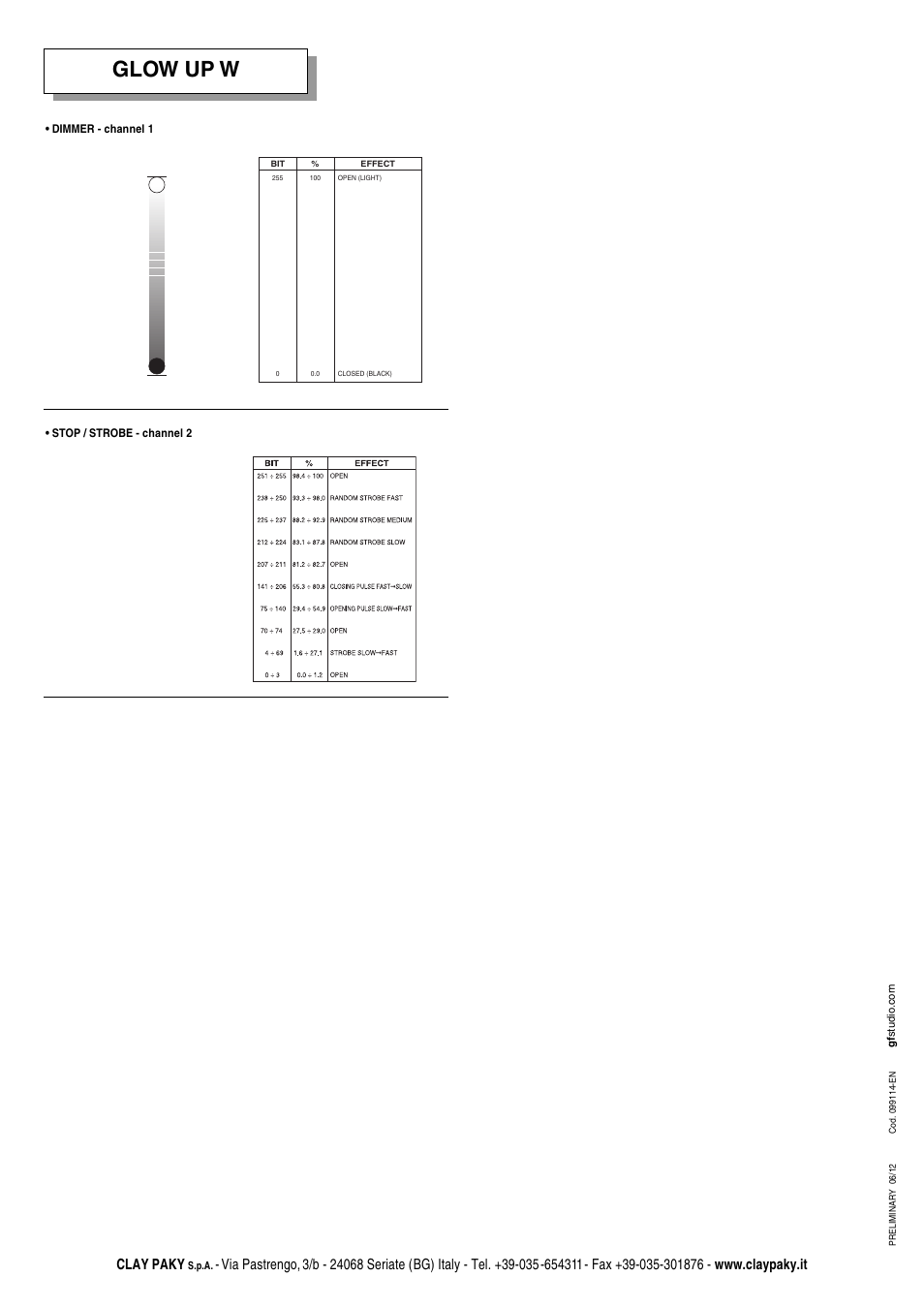 Glow up w, Clay paky | Clay Paky GLOW UP & FLIGHT CASE (F21230) PRELIMINARY User Manual | Page 24 / 24