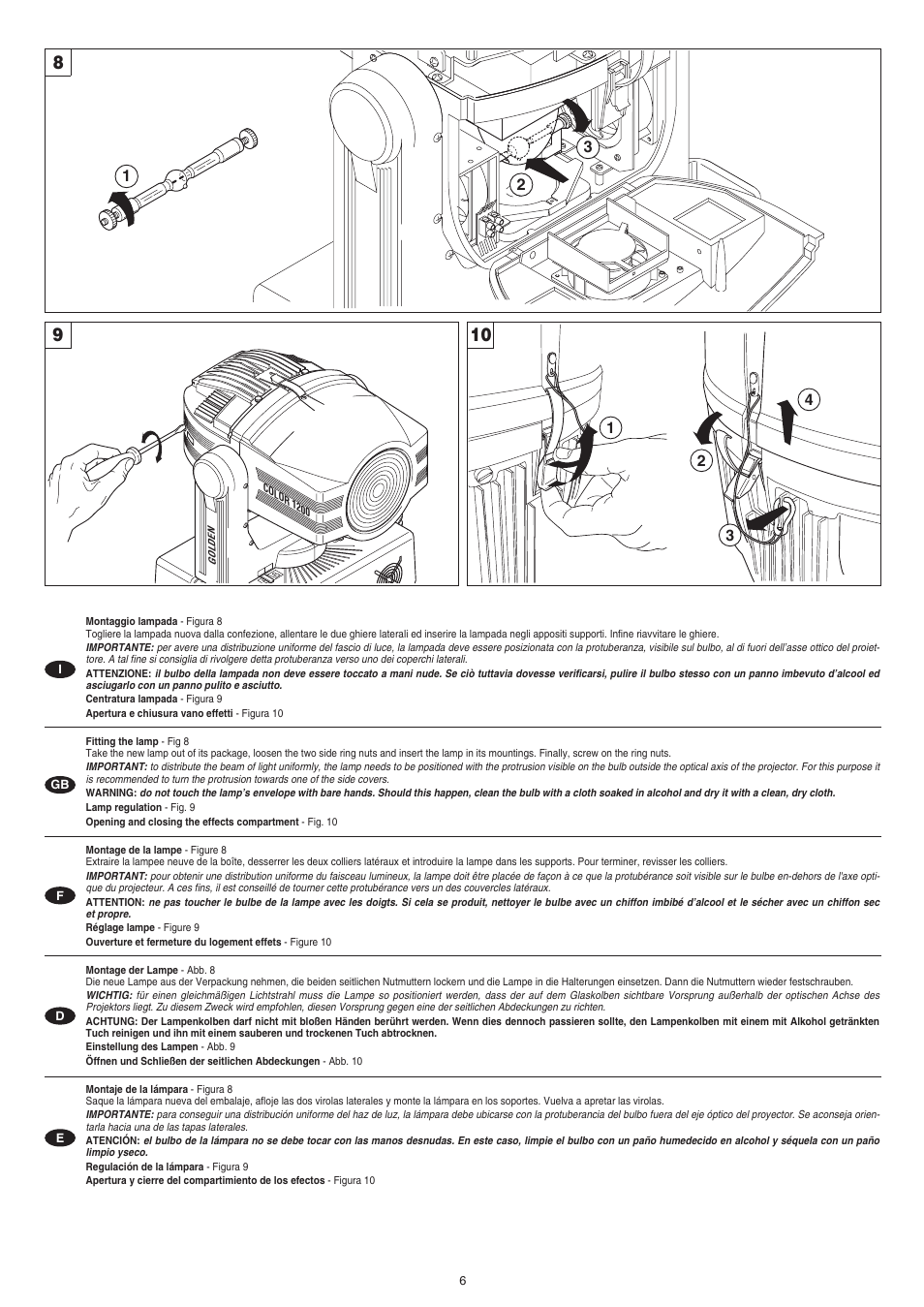 Clay Paky GOLDEN COLOR 1200 (HMI 1200W/S) User Manual | Page 6 / 17