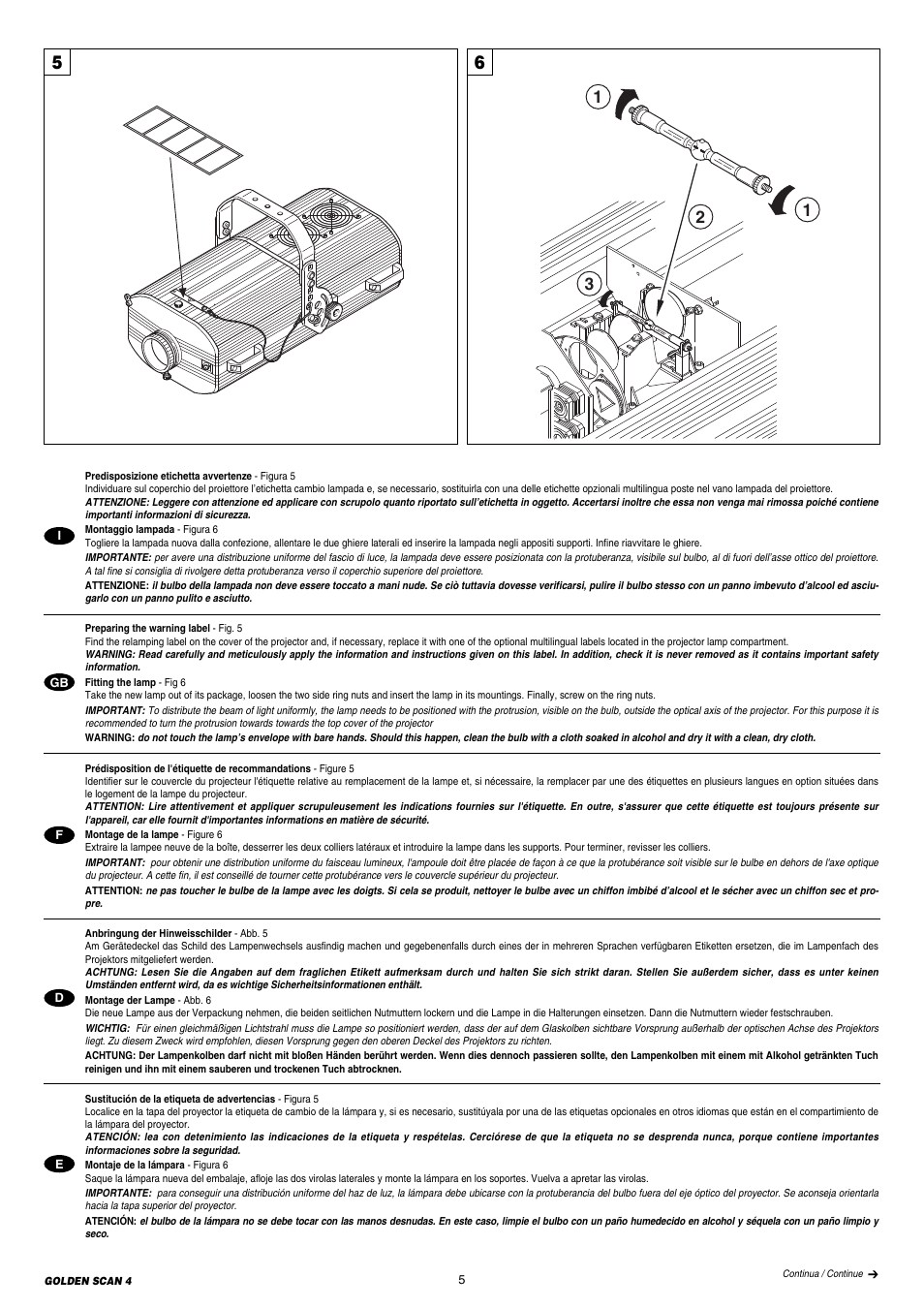 Clay Paky GOLDEN SCAN 4 (C11072) User Manual | Page 5 / 24