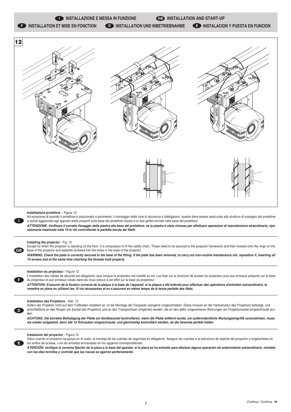 Clay Paky GOLDEN SPOT 1200 (HMI 1200W/S) User Manual | Page 7 / 19