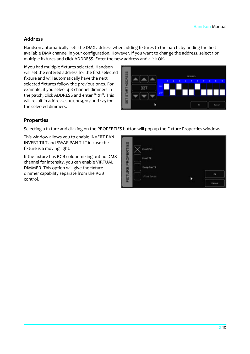 Address, Properties | Clay Paky HandsOn User Manual | Page 11 / 46