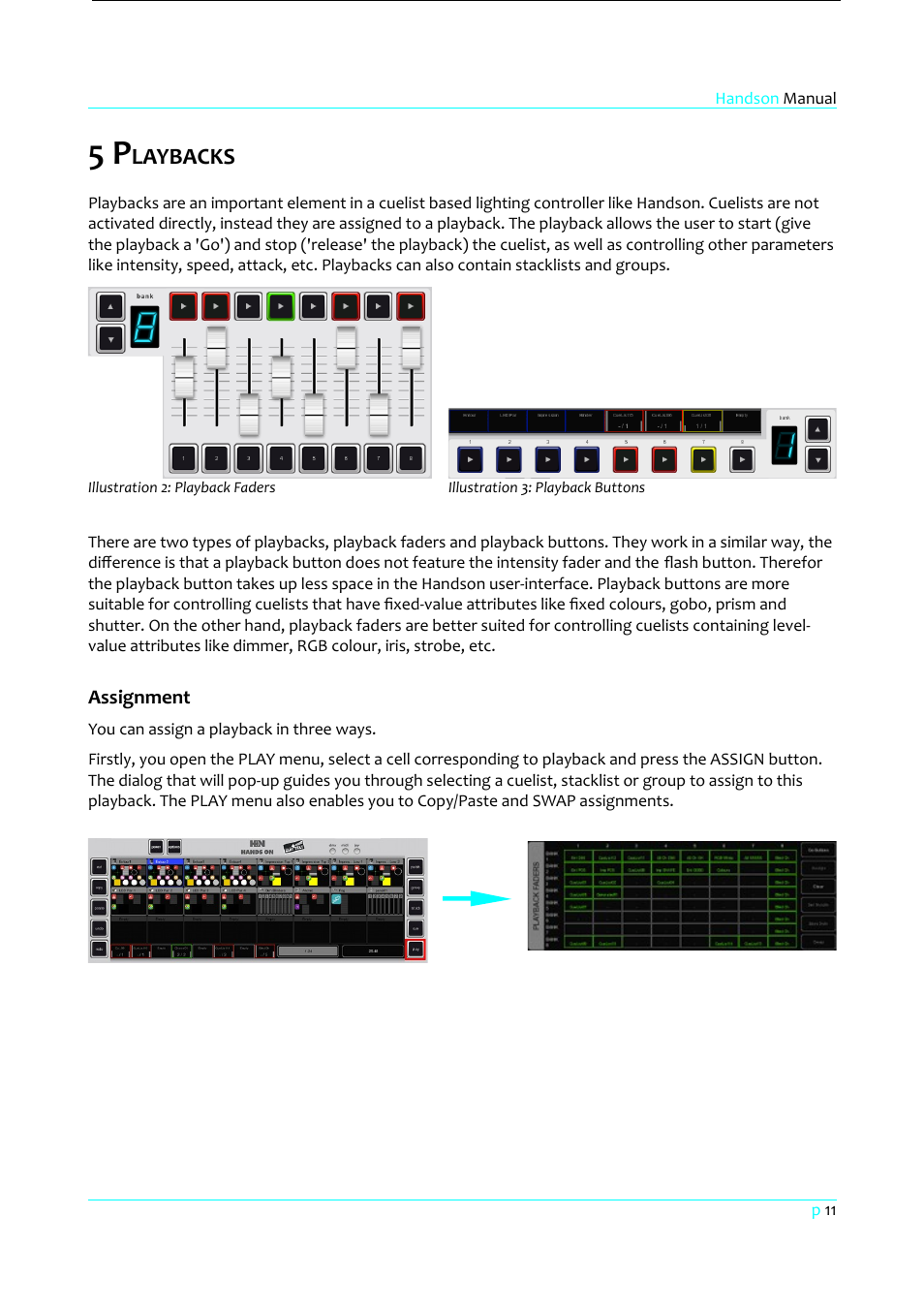 5 playbacks, Assignment, Laybacks | Clay Paky HandsOn User Manual | Page 12 / 46