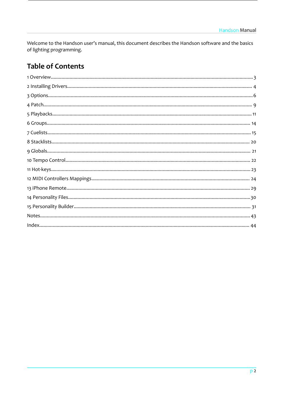 Clay Paky HandsOn User Manual | Page 3 / 46