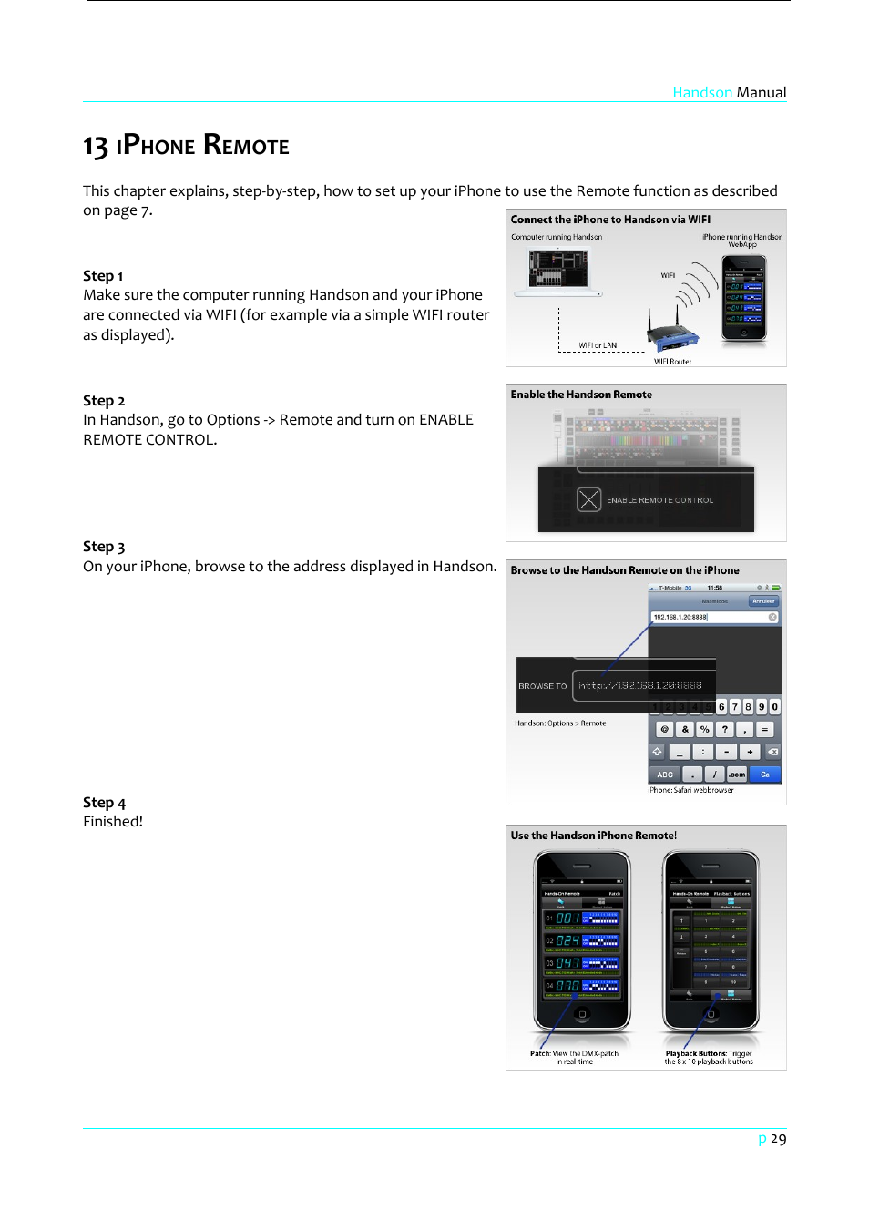 13 iphone remote, Step 1, Step 2 | Step 3, Step 4 | Clay Paky HandsOn User Manual | Page 30 / 46