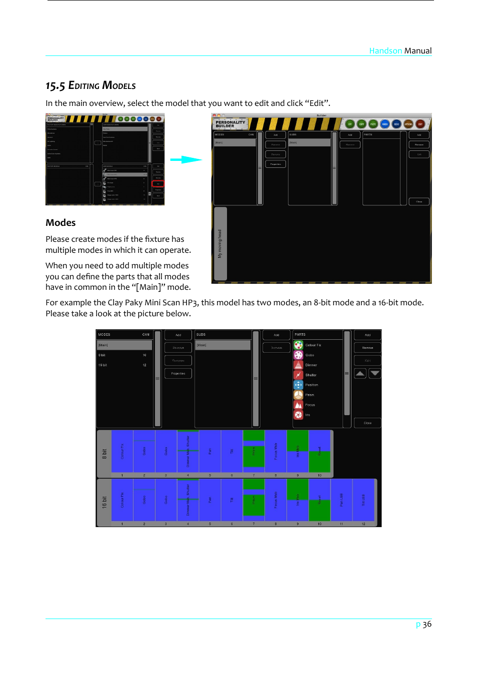 5 editing models, Modes | Clay Paky HandsOn User Manual | Page 37 / 46