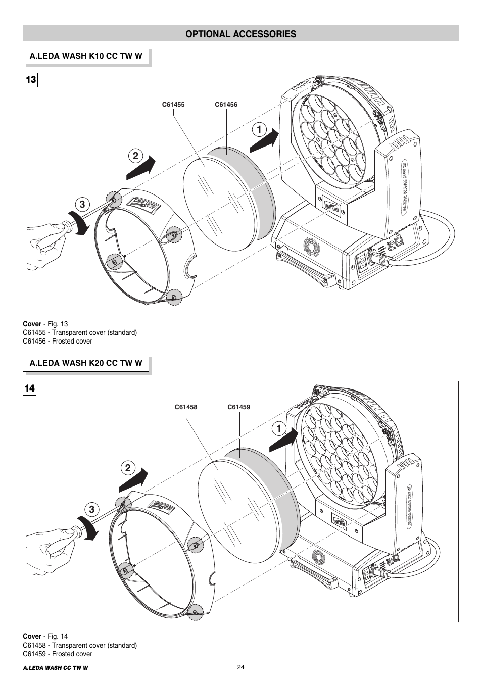 Optional accessories | Clay Paky A.LEDA WASH K20 TW (C61411) User Manual | Page 24 / 32