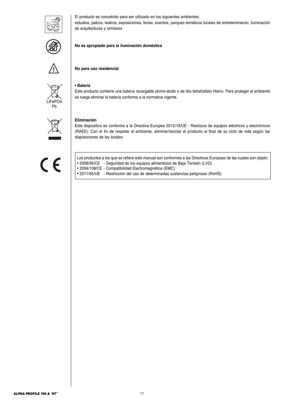 Clay Paky ALPHA PROFILE 700 ST (C61366) User Manual | Page 11 / 40