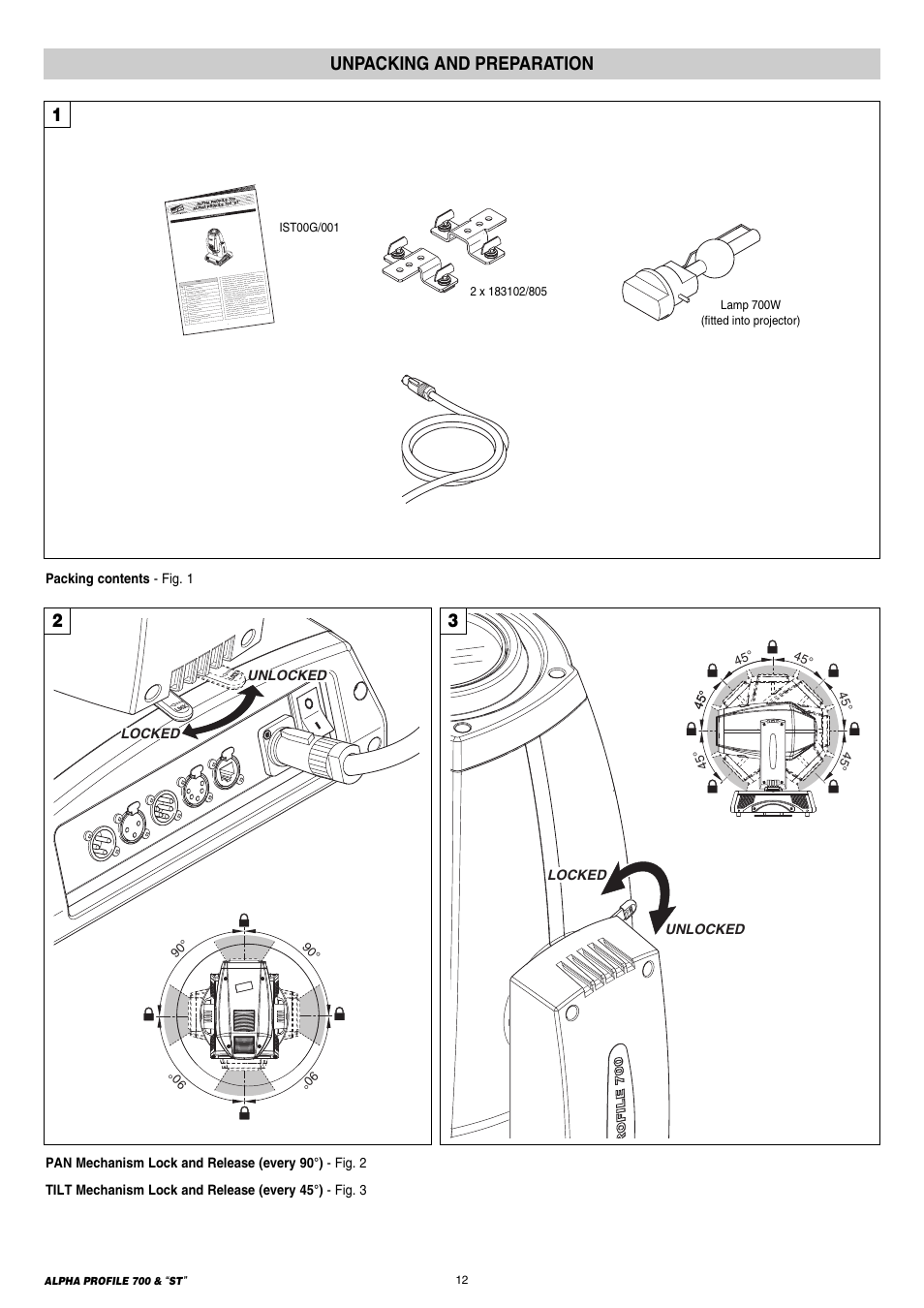 Unpacking and preparation | Clay Paky ALPHA PROFILE 700 ST (C61366) User Manual | Page 12 / 40